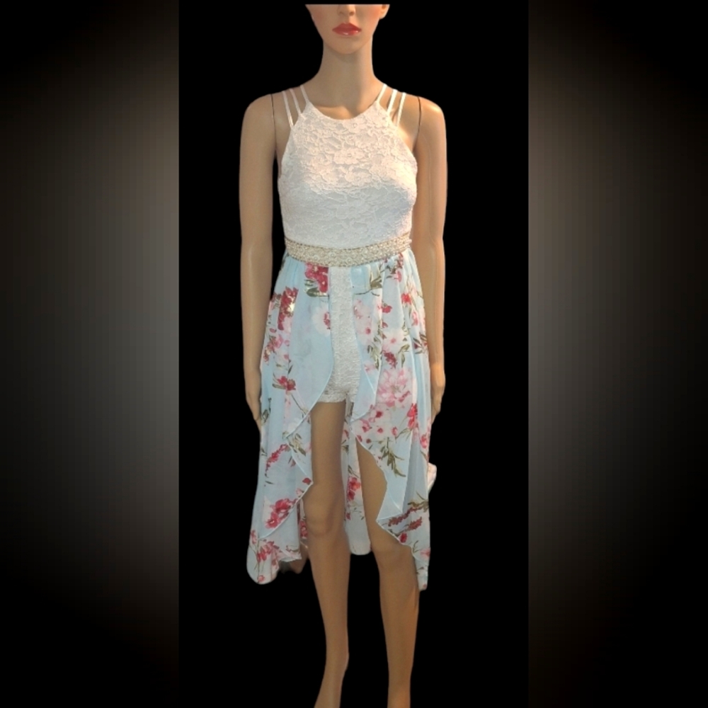 Speechless Kids Sequin Floral Dress Shorts Hi-Lo